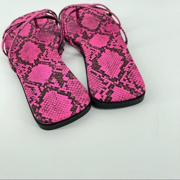 14th & Union Caite Pink Animal Print Square Toe Thong Slide Sandals Size 8.5 - Picture 6 of 16